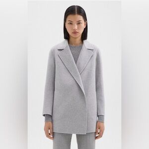 Theory Clairene Jacket in Double-Face Wool-Cashmere Melange Gray XS